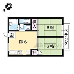 プレジールイソダ 2DKの間取図画像