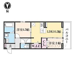 BRANSIA瀬田 3階2LDKの間取り