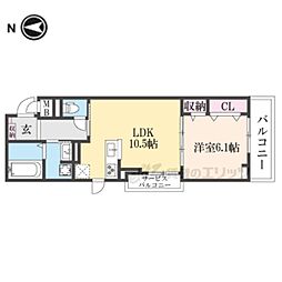 JR湖西線 唐崎駅 徒歩13分の賃貸アパート 3階1LDKの間取り