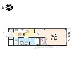 JR湖西線 唐崎駅 徒歩8分の賃貸アパート 1階1Kの間取り