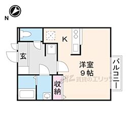 ユリシス 2階ワンルームの間取り