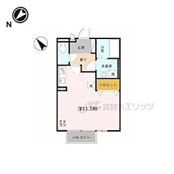 モナリエコートI 2階1Kの間取り