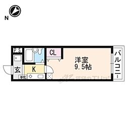 センチュリーハイツ木村 2階1Kの間取り