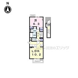 坂本3丁目アパート（027738801) 2階1LDKの間取り