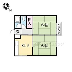 瀬田ハウスB 2Kの間取図画像