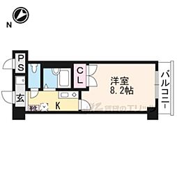 クレスト草津 3階1Kの間取り