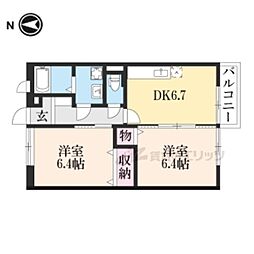 近江鉄道近江本線 水口駅 徒歩20分の賃貸アパート 2階2DKの間取り