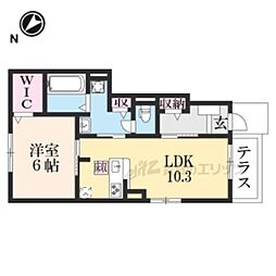 JR湖西線 おごと温泉駅 徒歩29分の賃貸アパート 1階1LDKの間取り