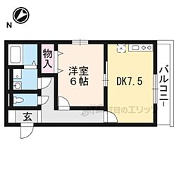 JR東海道・山陽本線 南草津駅 徒歩25分の賃貸アパート 2階1DKの間取り