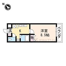 グラフィーネ草津野路東 1Kの間取図画像