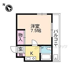コウジィーコートキョウエイ 1Kの間取図画像