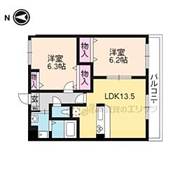 リバーサイドヒルズ 2LDKの間取図画像
