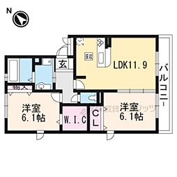 アルタ小柿ビュー 2LDKの間取図画像