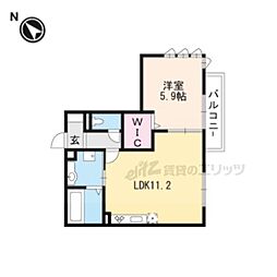 コスモスガーデン大路 1LDKの間取図画像