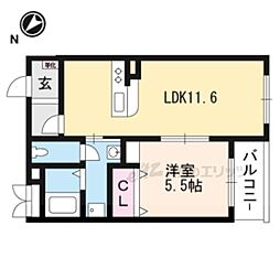 ハートフルミナクサ 1LDKの間取図画像