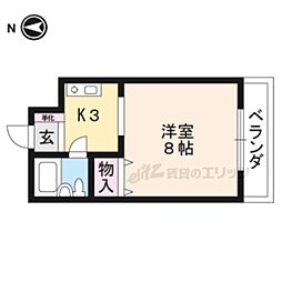 アムフルース ワンルームの間取図画像