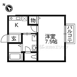 ノースヴィレッジ3 1Kの間取図画像