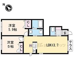 テネールエスペランサ 2LDKの間取図画像