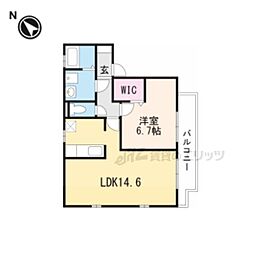 夢咲きの里A棟 1LDKの間取図画像