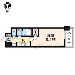 JR東海道・山陽本線 西大路駅 徒歩5分の賃貸マンション 2階1Kの間取り