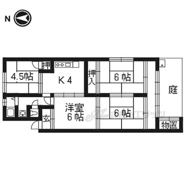 ありす川荘 102｜京都府京都市西京区川島有栖川町(賃貸アパート4K・1階・56.72㎡)の写真 その2