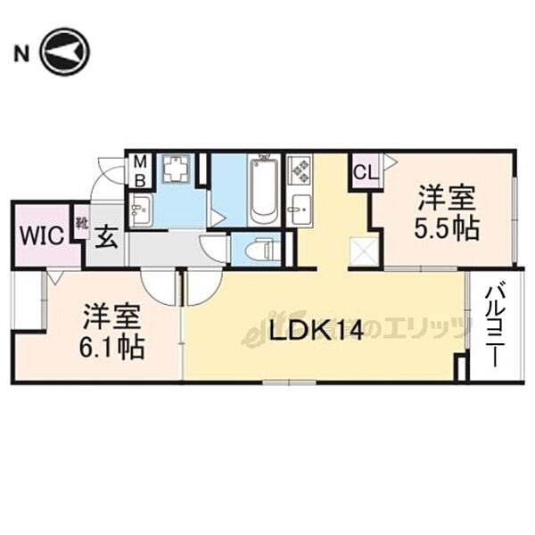 京都府京都市伏見区久我石原町(賃貸アパート2LDK・2階・56.62㎡)の写真 その2