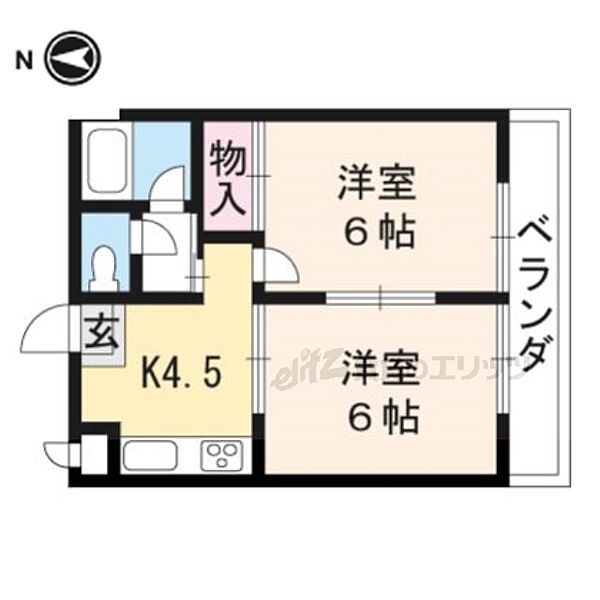 エスポワール雅 405｜京都府京都市右京区梅津中倉町(賃貸マンション2DK・4階・32.00㎡)の写真 その2