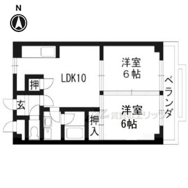 京都府京都市右京区嵯峨広沢南下馬野町(賃貸マンション2LDK・2階・42.93㎡)の写真 その2