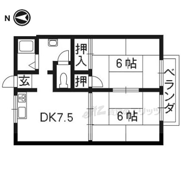 フレグランス松尾 202｜京都府京都市西京区山田北ノ町(賃貸アパート2DK・2階・40.00㎡)の写真 その2