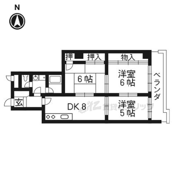 ハイツエリーPARTII 406｜京都府京都市西京区松室追上ゲ町(賃貸マンション4LDK・4階・82.49㎡)の写真 その2