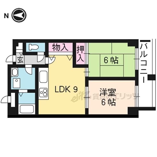 京都府京都市右京区太秦上ノ段町(賃貸マンション2LDK・3階・49.58㎡)の写真 その2