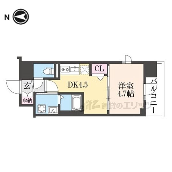 京都府京都市南区東九条西岩本町(賃貸マンション1DK・6階・25.16㎡)の写真 その2