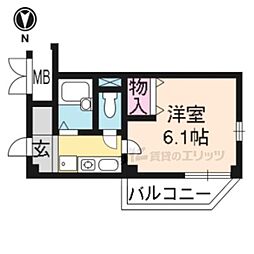 カーサ桂 2階1Kの間取り