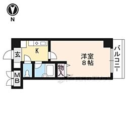 阪急京都本線 大宮駅 徒歩2分の賃貸マンション 9階1Kの間取り