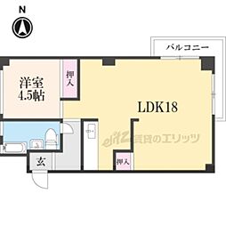 JR山陰本線 嵯峨嵐山駅 徒歩9分の賃貸マンション 2階1LDKの間取り