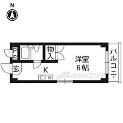 ウイング嵐山 1Kの間取図画像