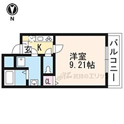 JR山陰本線 円町駅 徒歩11分の賃貸マンション 3階1Kの間取り