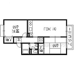 セジュール久我 2階2LDKの間取り
