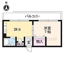 うずまさハイツ 4階1DKの間取り