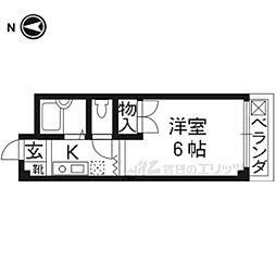 グレース嵯峨 1Kの間取図画像