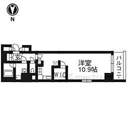 京都地下鉄東西線 西大路御池駅 徒歩6分の賃貸マンション 6階ワンルームの間取り