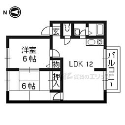 ユアハイツ 2階2LDKの間取り