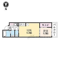 シエーナグランデ四条烏丸 5階1LDKの間取り