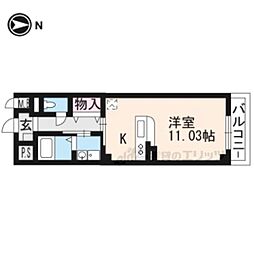 ドミール西大路 2階ワンルームの間取り