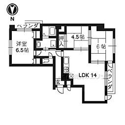 メイプルリーフ桂 2階3LDKの間取り