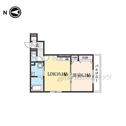 JR東海道・山陽本線 西大路駅 徒歩14分の賃貸アパート 2階1LDKの間取り