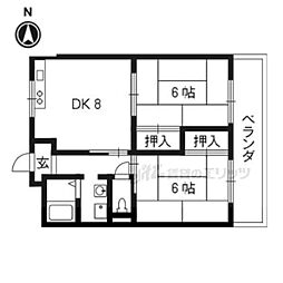 サンフラワー 3階2LDKの間取り