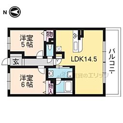 リフレ花園 1階2LDKの間取り