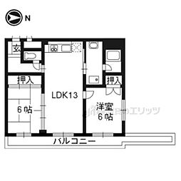 クレスト桂坂 2LDKの間取図画像