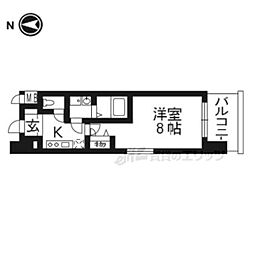 アーバンフラッツ五条堀川 1Kの間取図画像